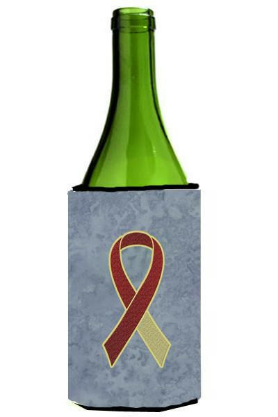Burgundy and Ivory Ribbon for Head and Neck Cancer Awareness Wine Bottle Beverage Insulator Hugger AN1218LITERK by Caroline's Treasures