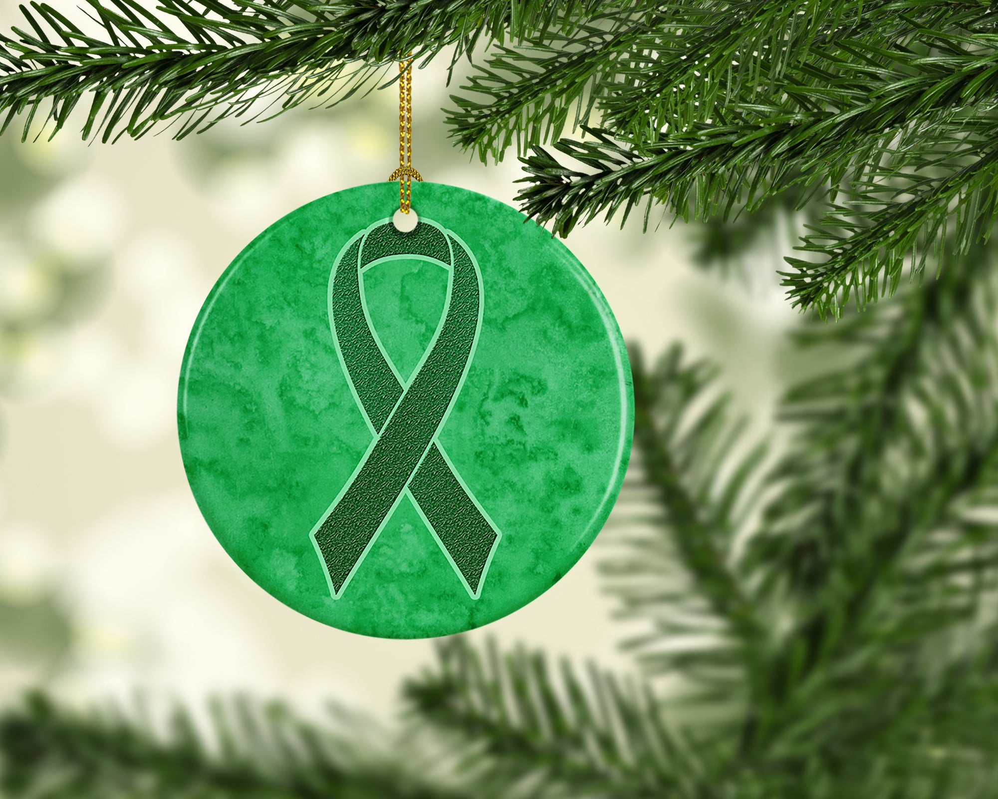 Kelly Green Ribbon for Kidney Cancer Awareness Ceramic Ornament AN1220CO1 - the-store.com