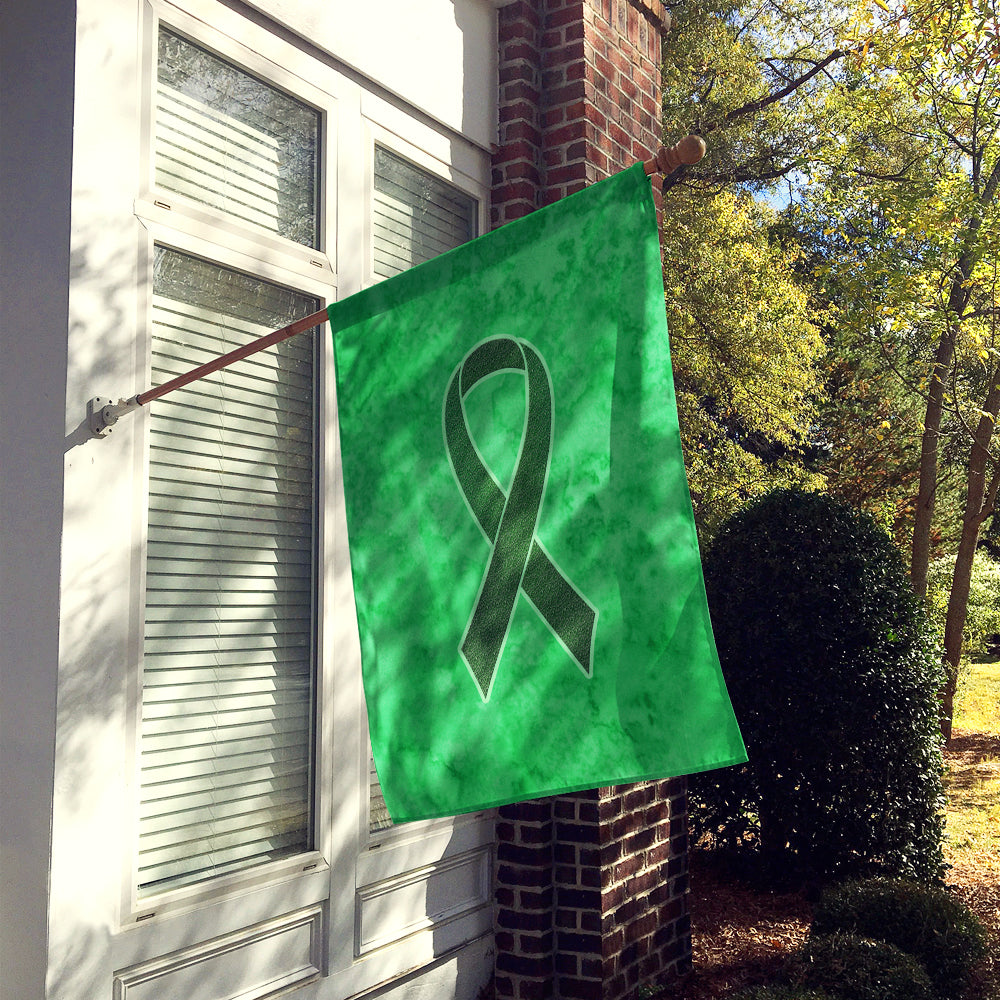 Emerald Green Ribbon for Liver Cancer Awareness Flag Canvas House Size AN1221CHF