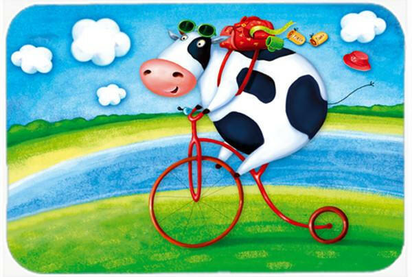 Cow riding Bicycle Glass Cutting Board Large APH0076LCB by Caroline's Treasures