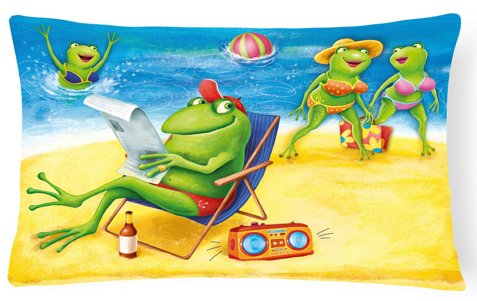 Frogs on the Beach Fabric Decorative Pillow APH0080PW1216 by Caroline's Treasures