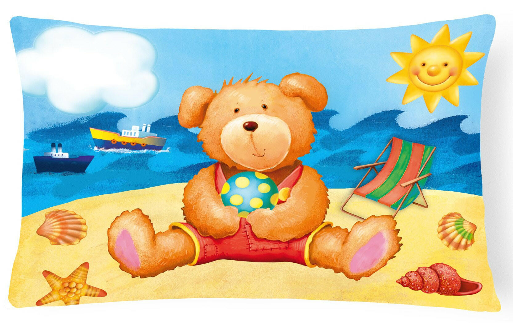 Teddy Bear on the Beach Fabric Decorative Pillow APH0088PW1216 by Caroline's Treasures