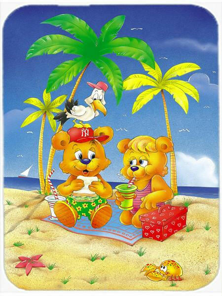 Teddy Bears Picnic on the Beach Glass Cutting Board Large APH0239LCB by Caroline's Treasures