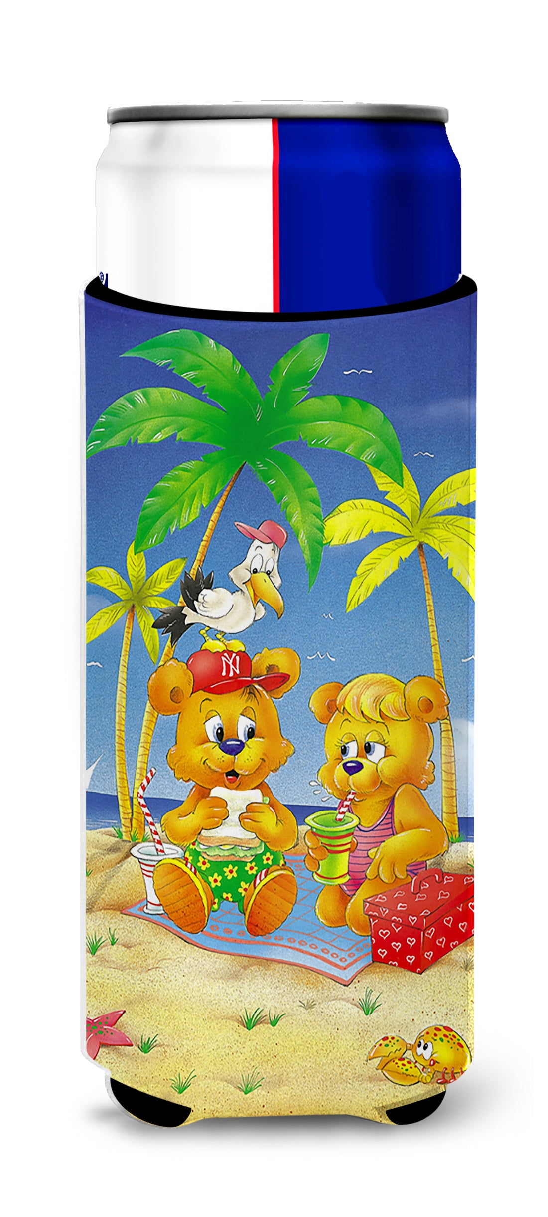 Teddy Bears Picnic on the Beach  Ultra Beverage Insulators for slim cans APH0239MUK
