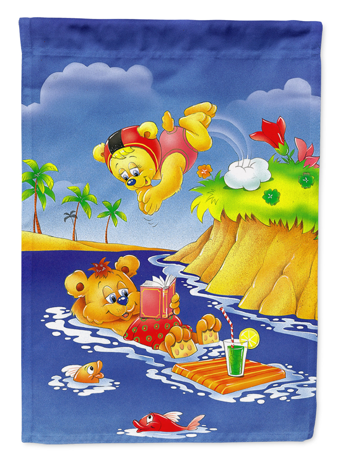 Teddy Bears Swimming and Diving Flag Garden Size APH0240GF
