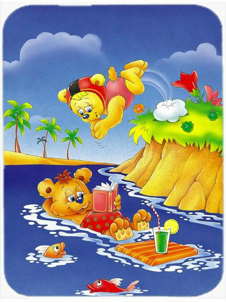 Teddy Bears Swimming and Diving Glass Cutting Board Large APH0240LCB by Caroline's Treasures