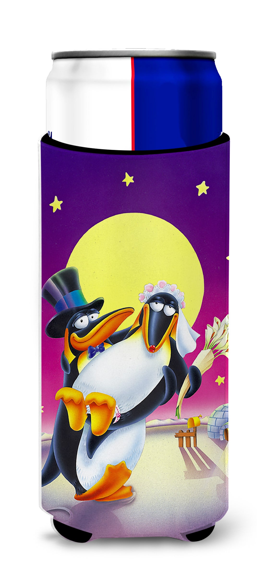 Just Married Wedding Penguins  Ultra Beverage Insulators for slim cans APH0244MUK