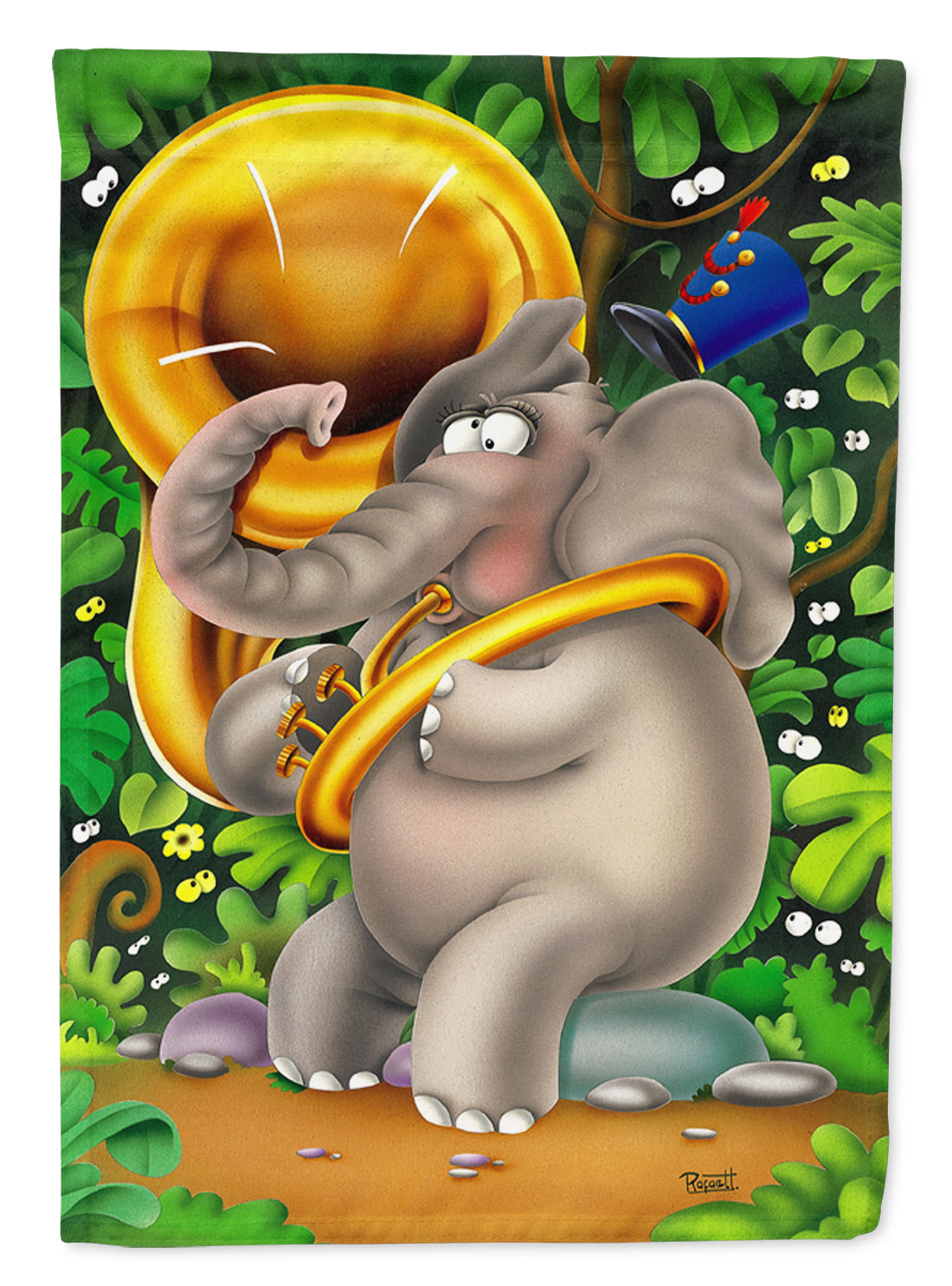 Elephant playing the Tuba Flag Garden Size