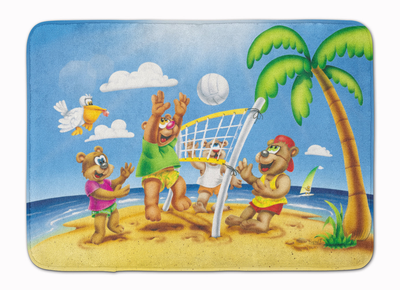 Bears Playing Volleyball Machine Washable Memory Foam Mat APH0373RUG - the-store.com