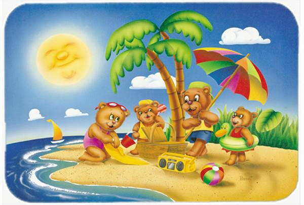 Bears Playing at the Beach Glass Cutting Board Large APH0375LCB by Caroline's Treasures