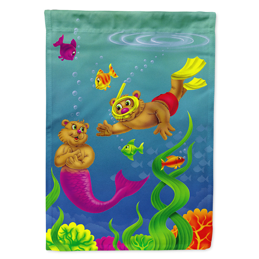 Teddy Bear Mermaid and Diver Flag Canvas House Size APH0414CHF