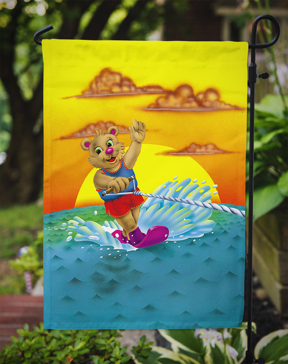 Teddy Bear Water Skiing Flag Garden Size
