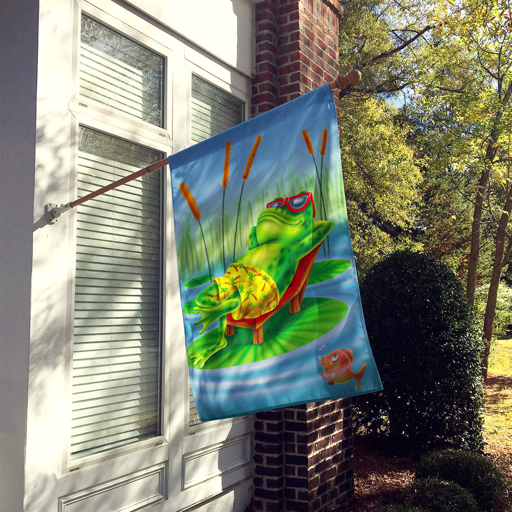Frog Chilaxin on the Lilly Pad Flag Canvas House Size APH0521CHF