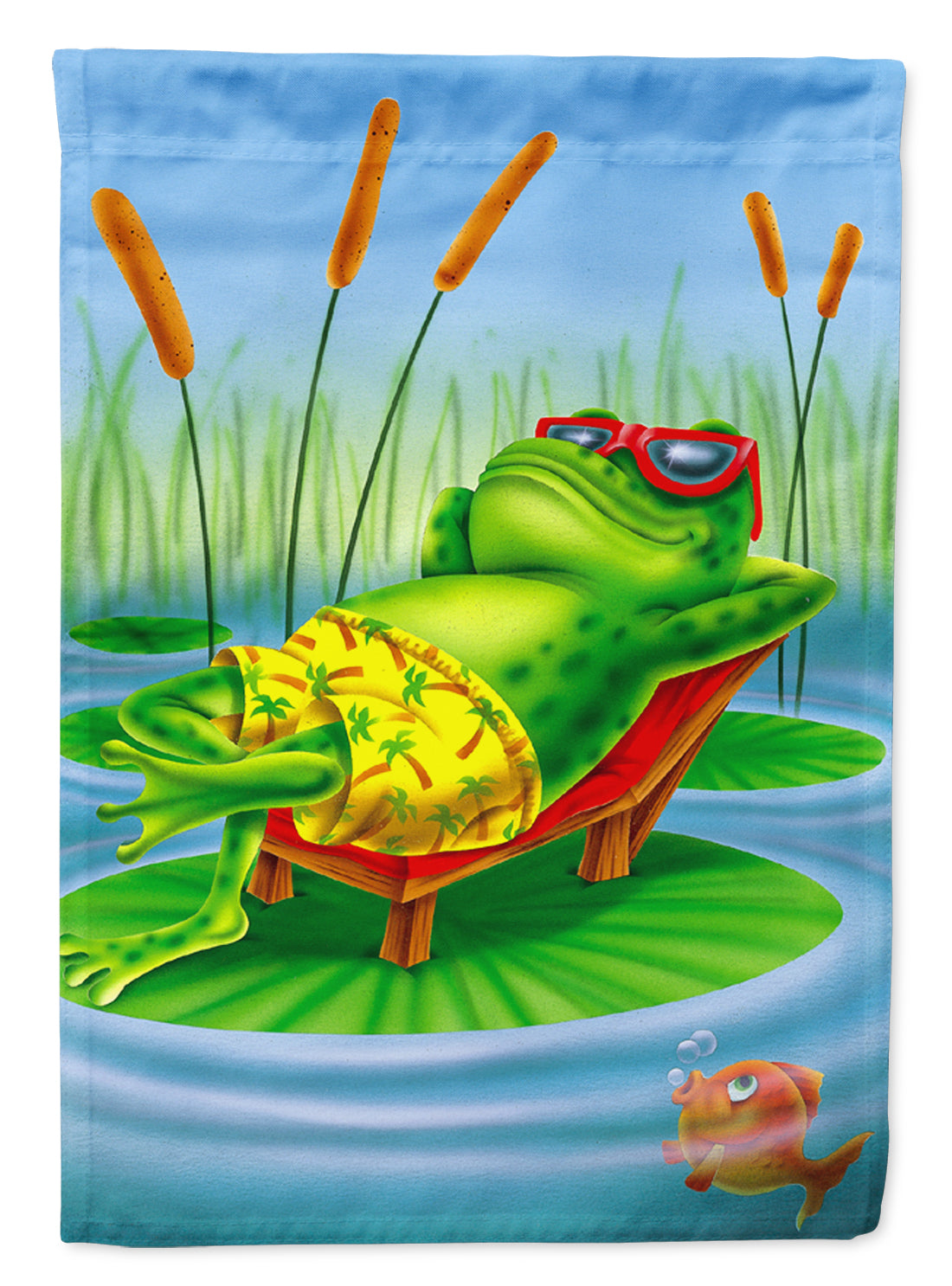 Frog Chilaxin on the Lilly Pad Flag Garden Size APH0521GF