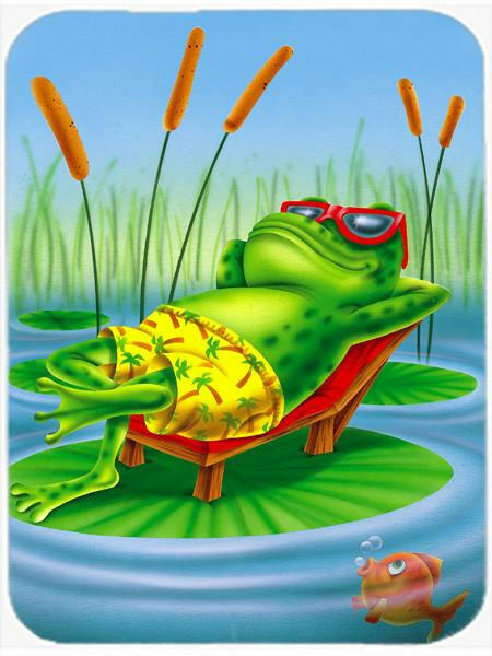 Frog Chilaxin on the Lilly Pad Glass Cutting Board Large APH0521LCB by Caroline's Treasures