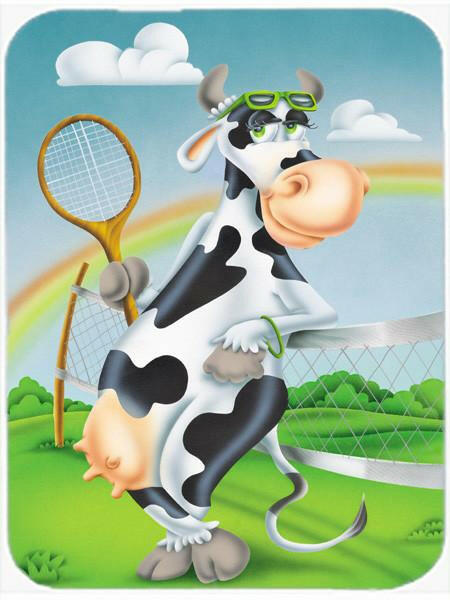 Cow playing Tennis Glass Cutting Board Large APH0533LCB by Caroline&#39;s Treasures