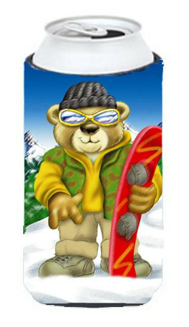 Teddy Bear Snowboarding Tall Boy Beverage Insulator Hugger APH0857TBC by Caroline's Treasures