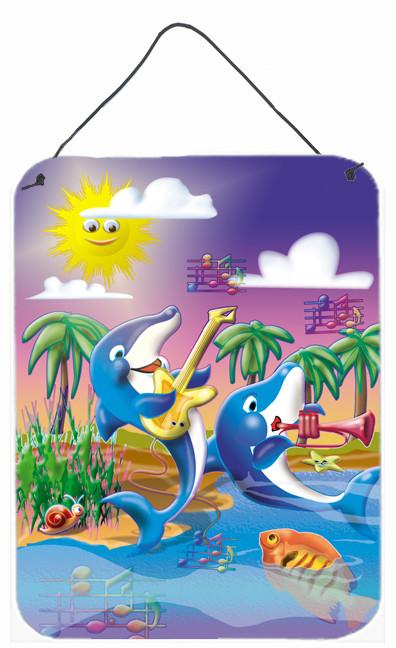Dolphin's Playing Music Wall or Door Hanging Prints APH2485DS1216 by Caroline's Treasures
