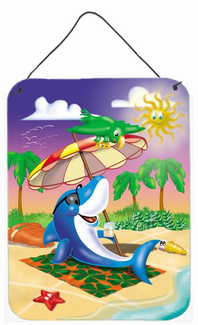 Dolphin Sunning on the Beach Wall or Door Hanging Prints APH2488DS1216 by Caroline's Treasures