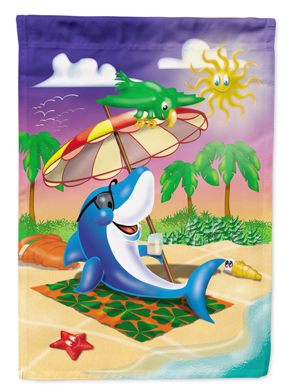 Dolphin Sunning on the Beach Flag Garden Size APH2488GF
