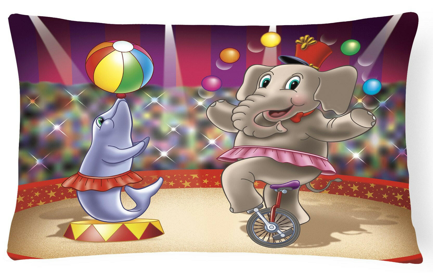 Circus Elephand and Dolphin Fabric Decorative Pillow APH3816PW1216 by Caroline's Treasures