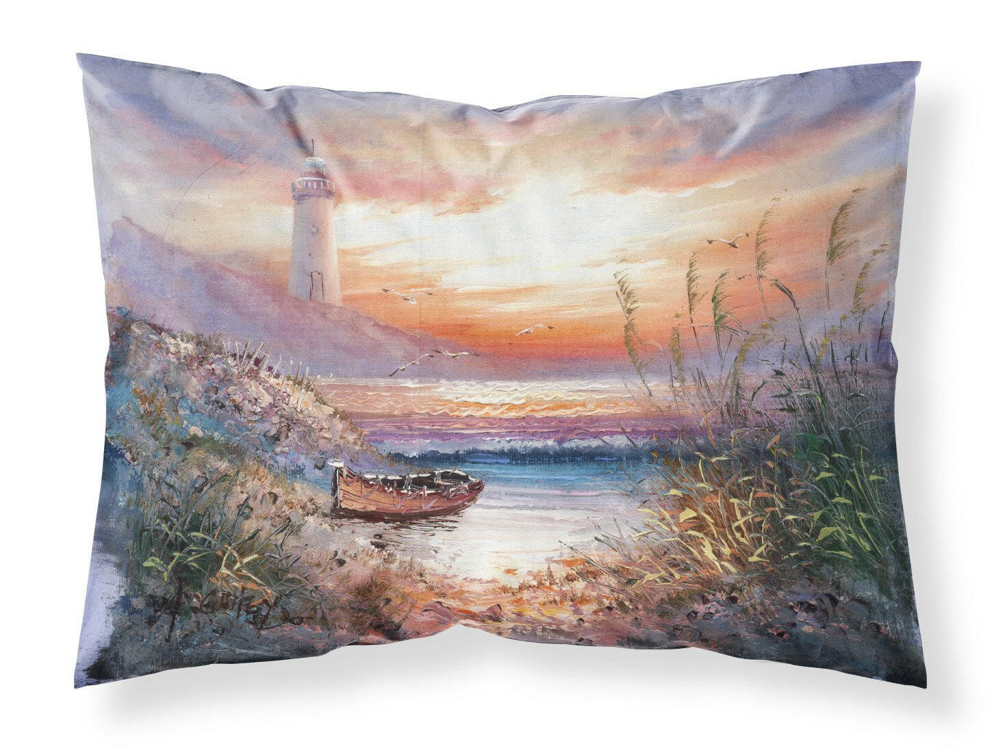 Lighthouse Scene with Boat Fabric Standard Pillowcase APH4130PILLOWCASE by Caroline's Treasures