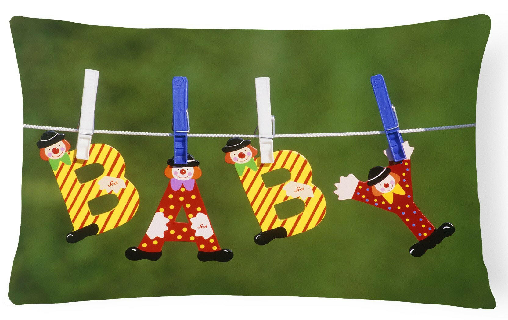 New Baby Clown Clothesline Fabric Decorative Pillow APH5091PW1216 by Caroline's Treasures