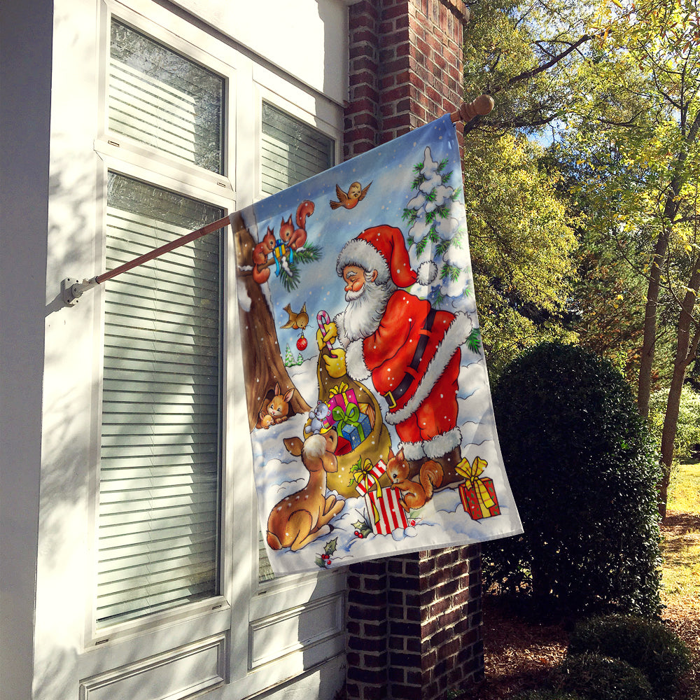 Christmas Santa Claus handing out presents Flag Canvas House Size APH5444CHF