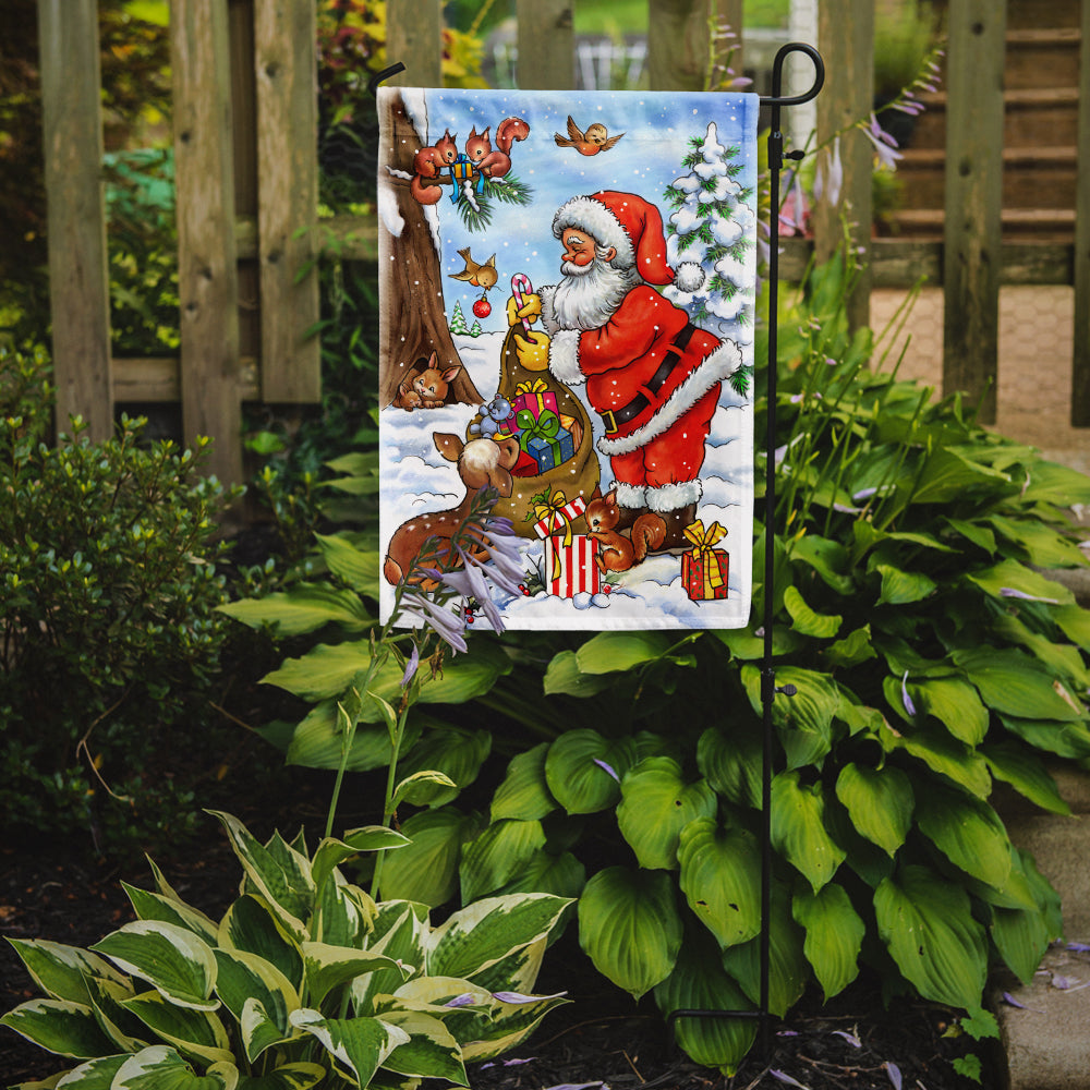 Christmas Santa Claus handing out presents Flag Garden Size APH5444GF.