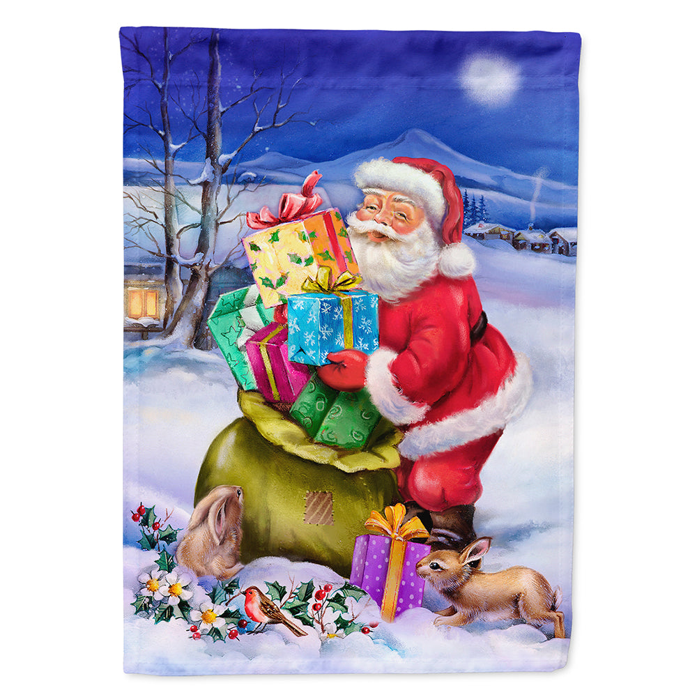 Christmas Santa Claus with Rabbits Flag Canvas House Size APH6556CHF
