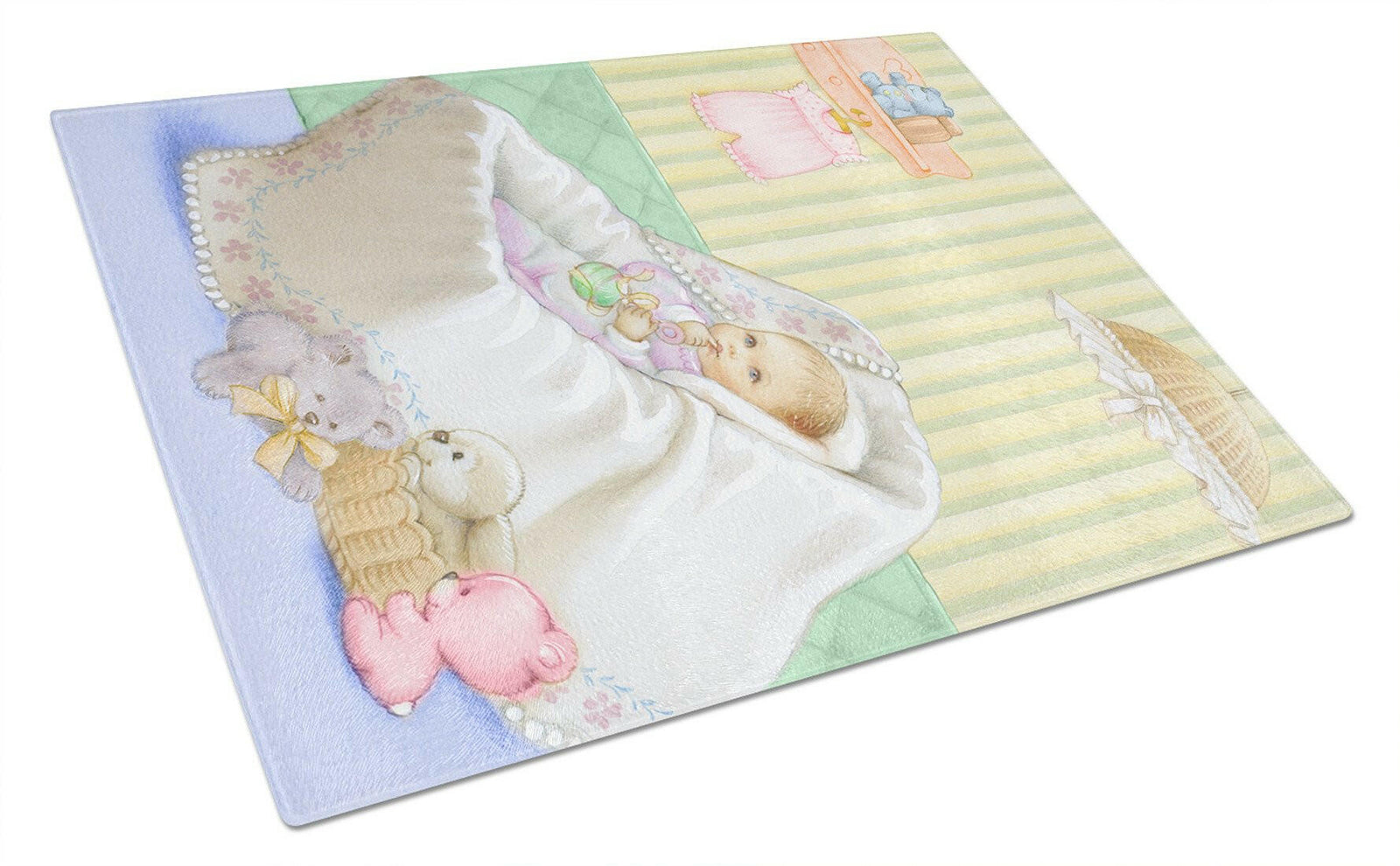 New Baby in Crib Glass Cutting Board Large APH7093LCB by Caroline's Treasures
