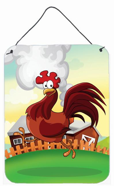 Rooster Chicken on the Run Wall or Door Hanging Prints APH7630DS1216 by Caroline's Treasures