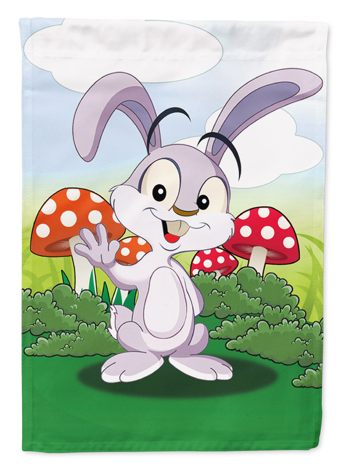 Bunny Rabbit in Mushrooms Flag Garden Size