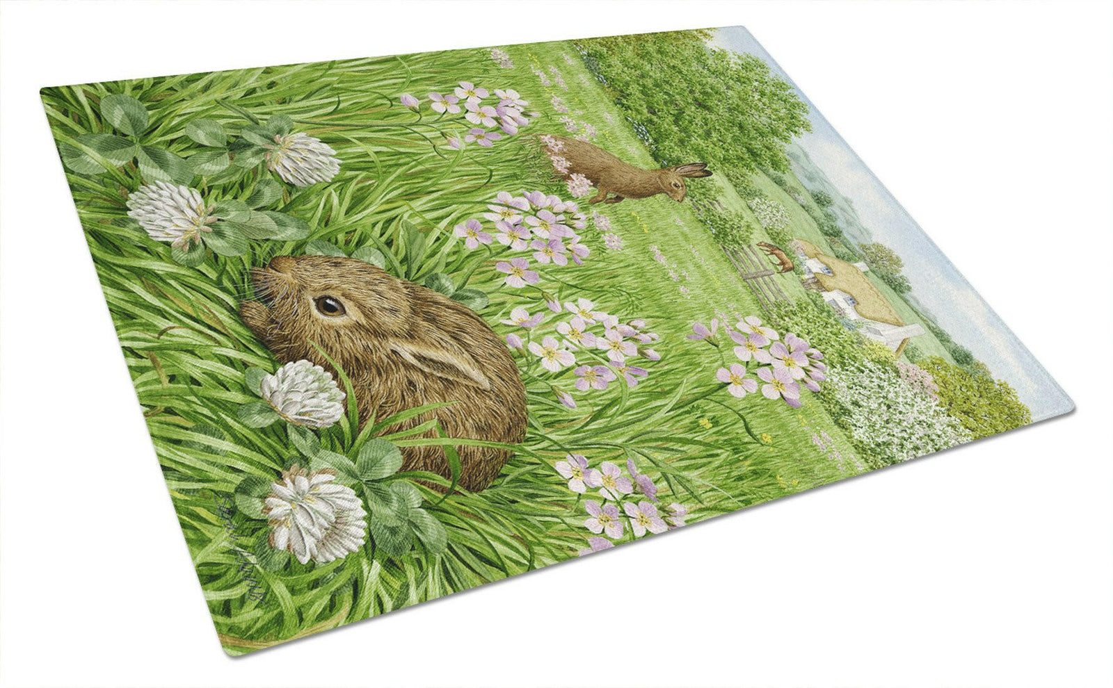 Leveret and Momma Rabbit Glass Cutting Board Large ASA2026LCB by Caroline's Treasures