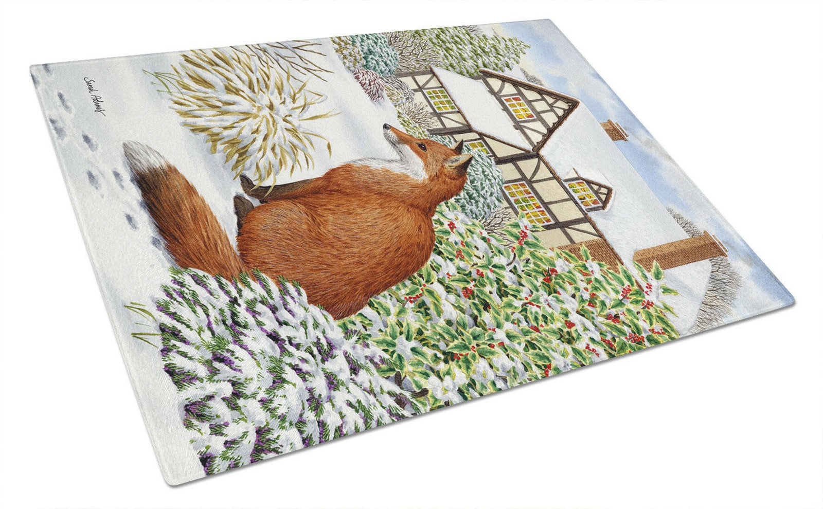 Fox by the Cottage Glass Cutting Board Large ASA2046LCB by Caroline's Treasures