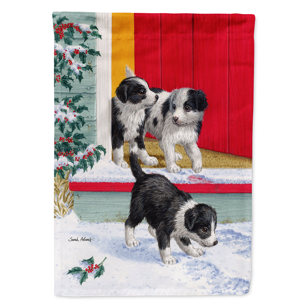 Christmas Border Collie Pups Flag Canvas House Size ASA2078CHF