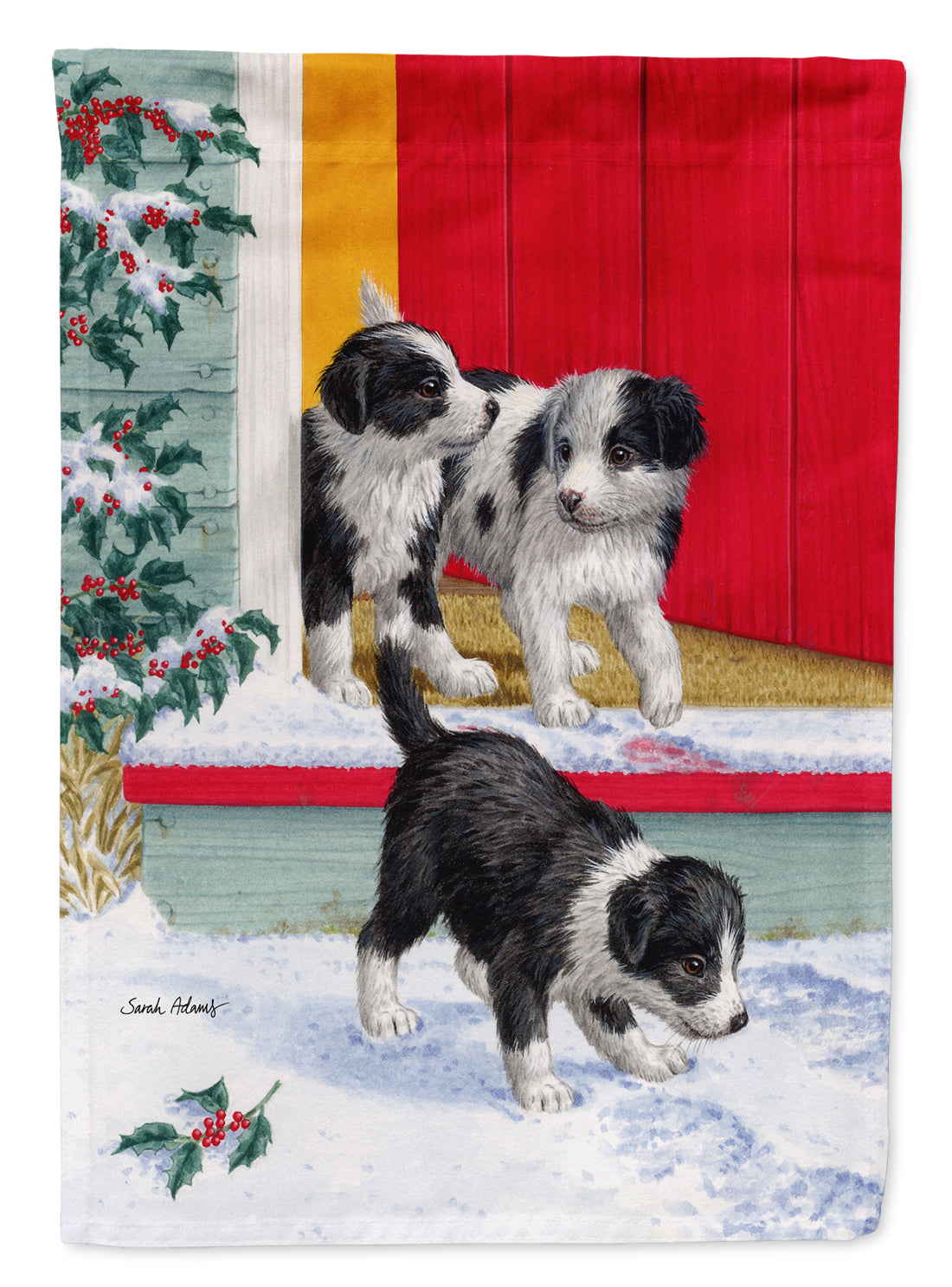 Christmas Border Collie Pups Flag Garden Size ASA2078GF.