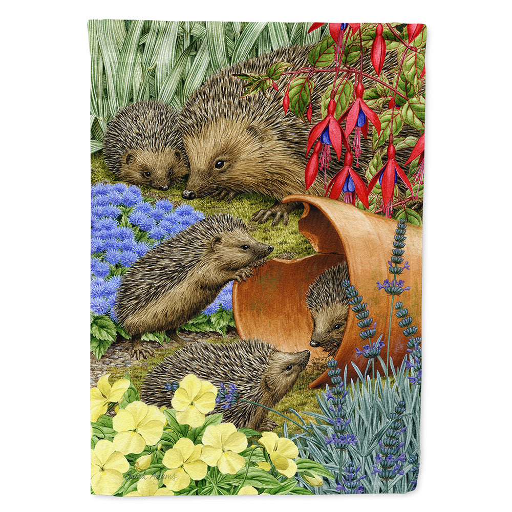 Hedgehogs in the Flower Pot Flag Canvas House Size ASA2087CHF