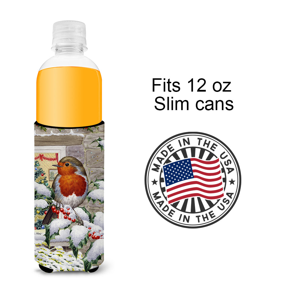 European Robin at the Window Ultra Beverage Insulators for slim cans ASA2089MUK  the-store.com.