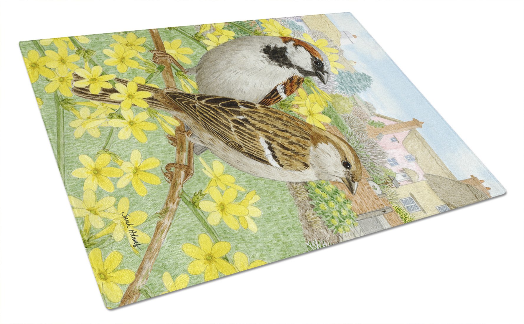 House Sparrows Glass Cutting Board Large ASA2091LCB by Caroline's Treasures