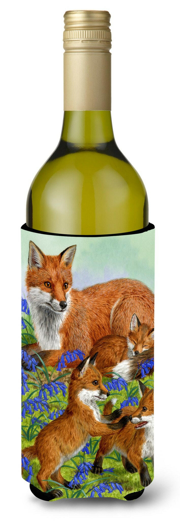 Fox Family Wine Bottle Beverage Insulator Hugger ASA2123LITERK by Caroline's Treasures