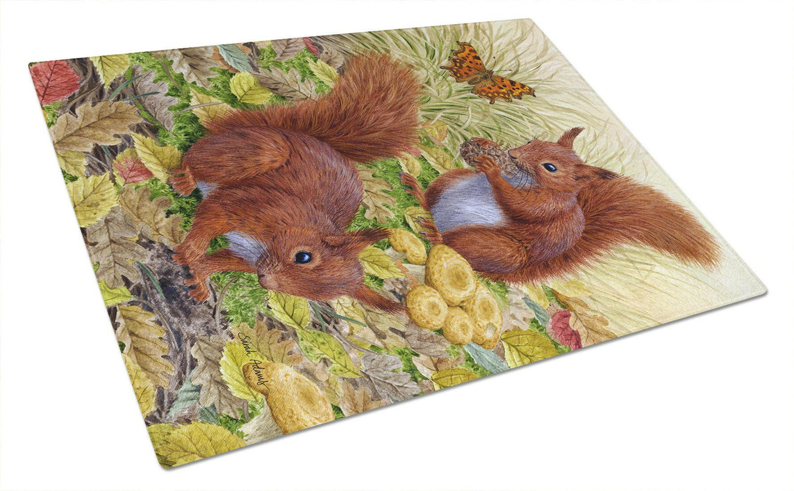 Red Squirrels Glass Cutting Board Large ASA2133LCB by Caroline's Treasures