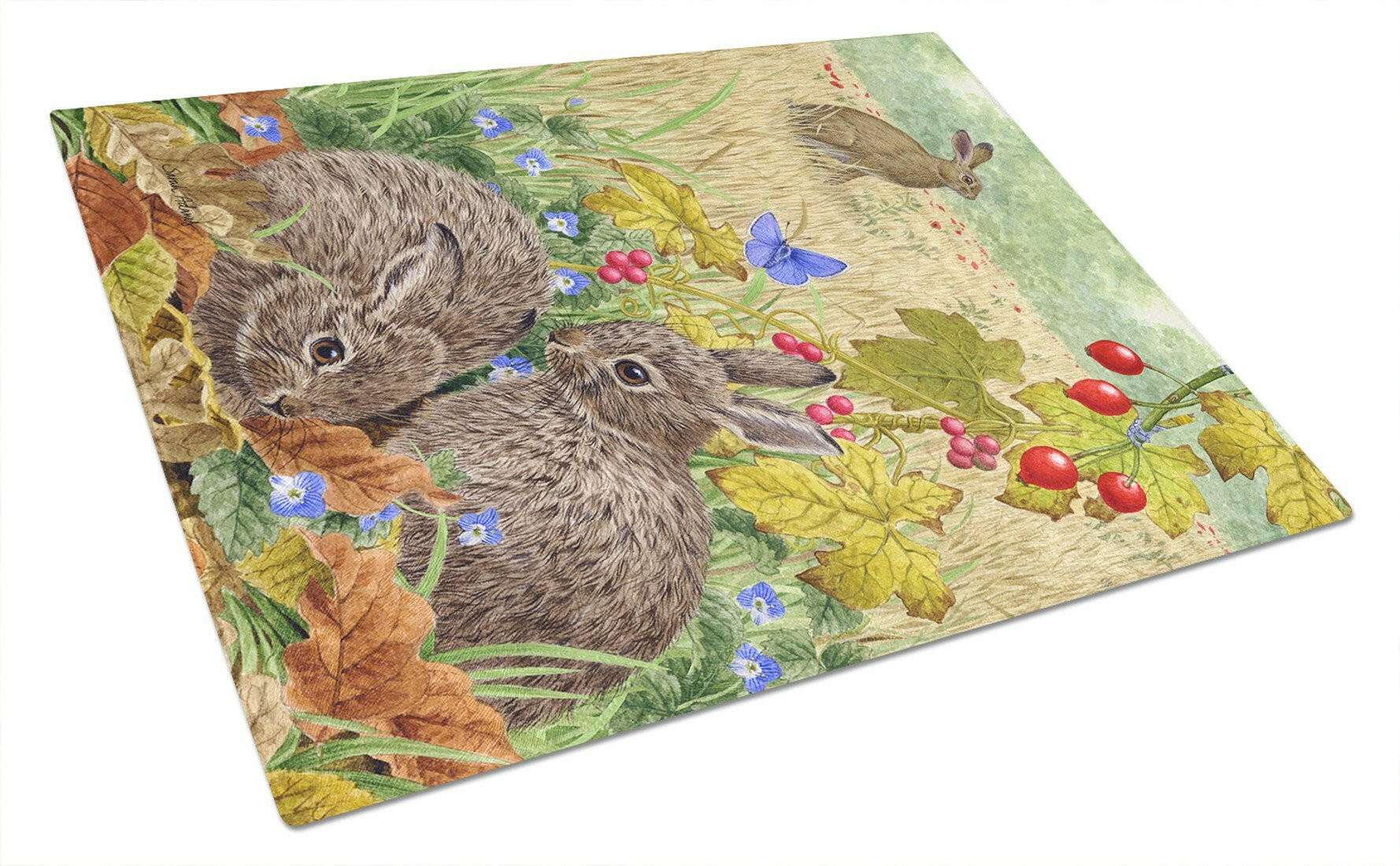 Leverets and Rabbit Glass Cutting Board Large ASA2140LCB by Caroline's Treasures