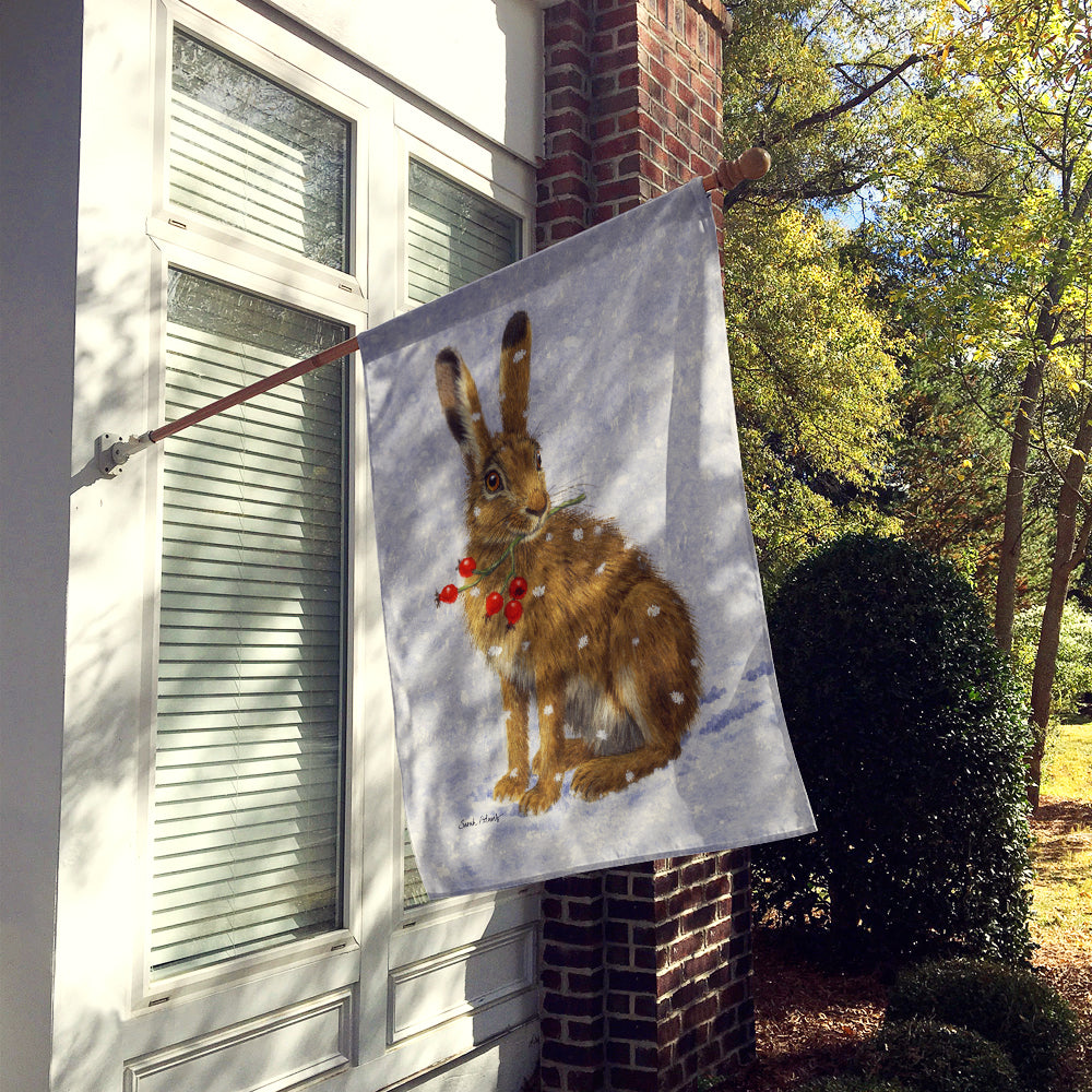 Rabbit Hare & Rosehips Flag Canvas House Size ASA2147CHF