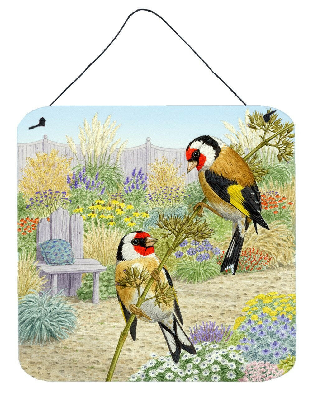 European Goldfinches by Sarah Adams Wall or Door Hanging Prints ASAD0691DS66 by Caroline&#39;s Treasures