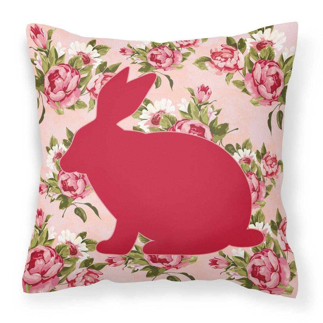 Rabbit Shabby Chic Pink Roses   Fabric Decorative Pillow BB1002-RS-PK-PW1414 - the-store.com