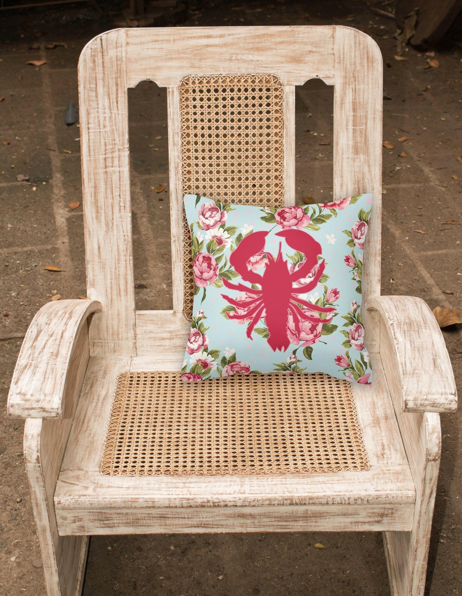 Lobster Shabby Chic Blue Roses   Canvas Fabric Decorative Pillow BB1015 - the-store.com