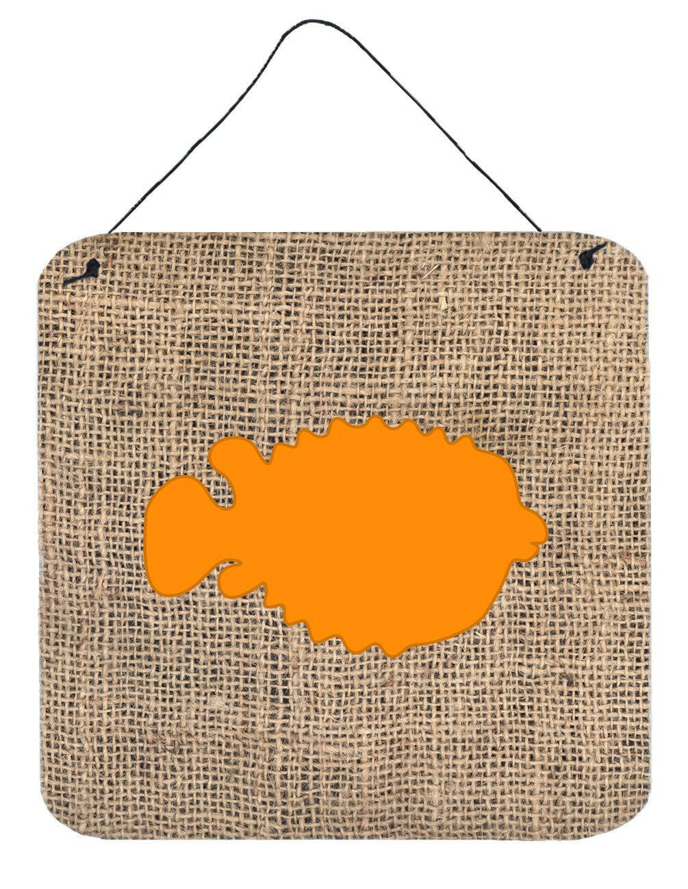 Fish - Blowfish Burlap and Orange Wall or Door Hanging Prints BB1016 by Caroline&#39;s Treasures