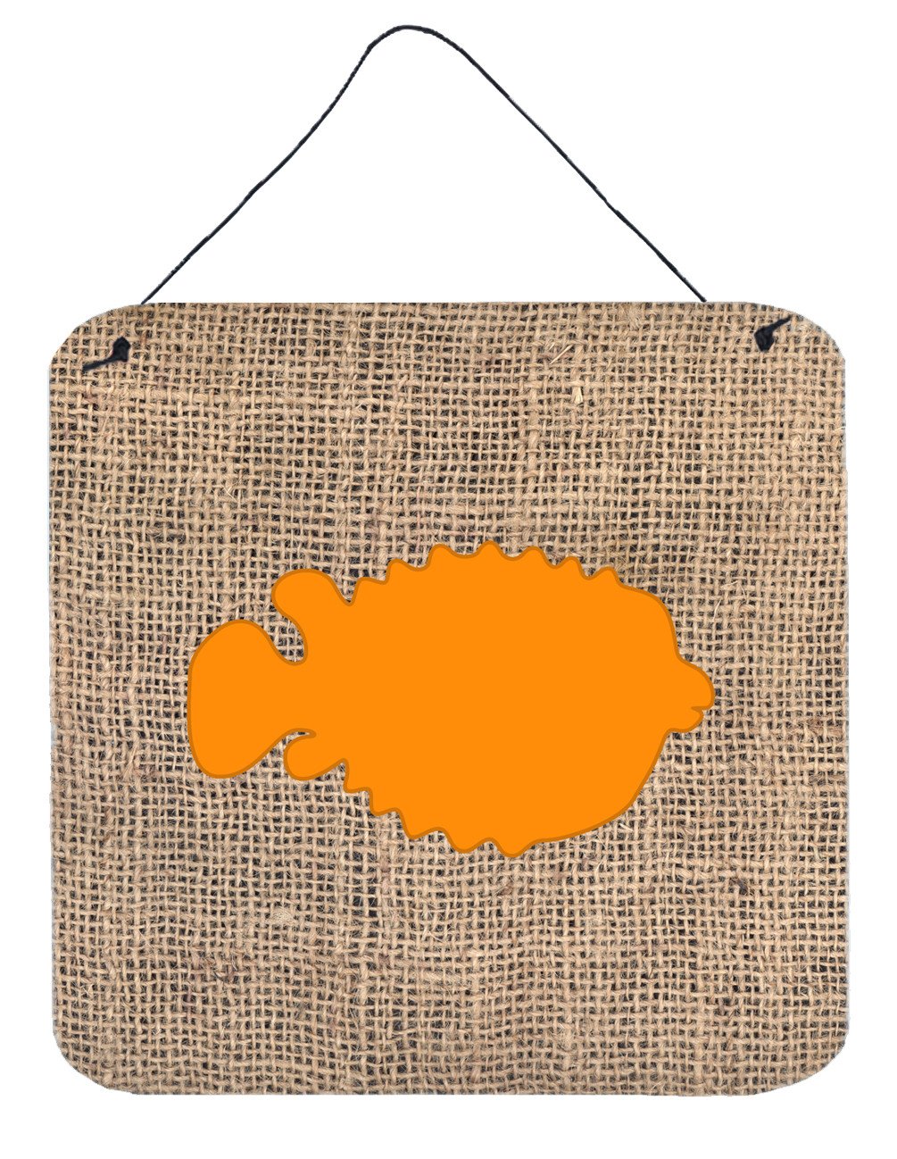 Fish - Blowfish Burlap and Orange Wall or Door Hanging Prints BB1016 by Caroline's Treasures