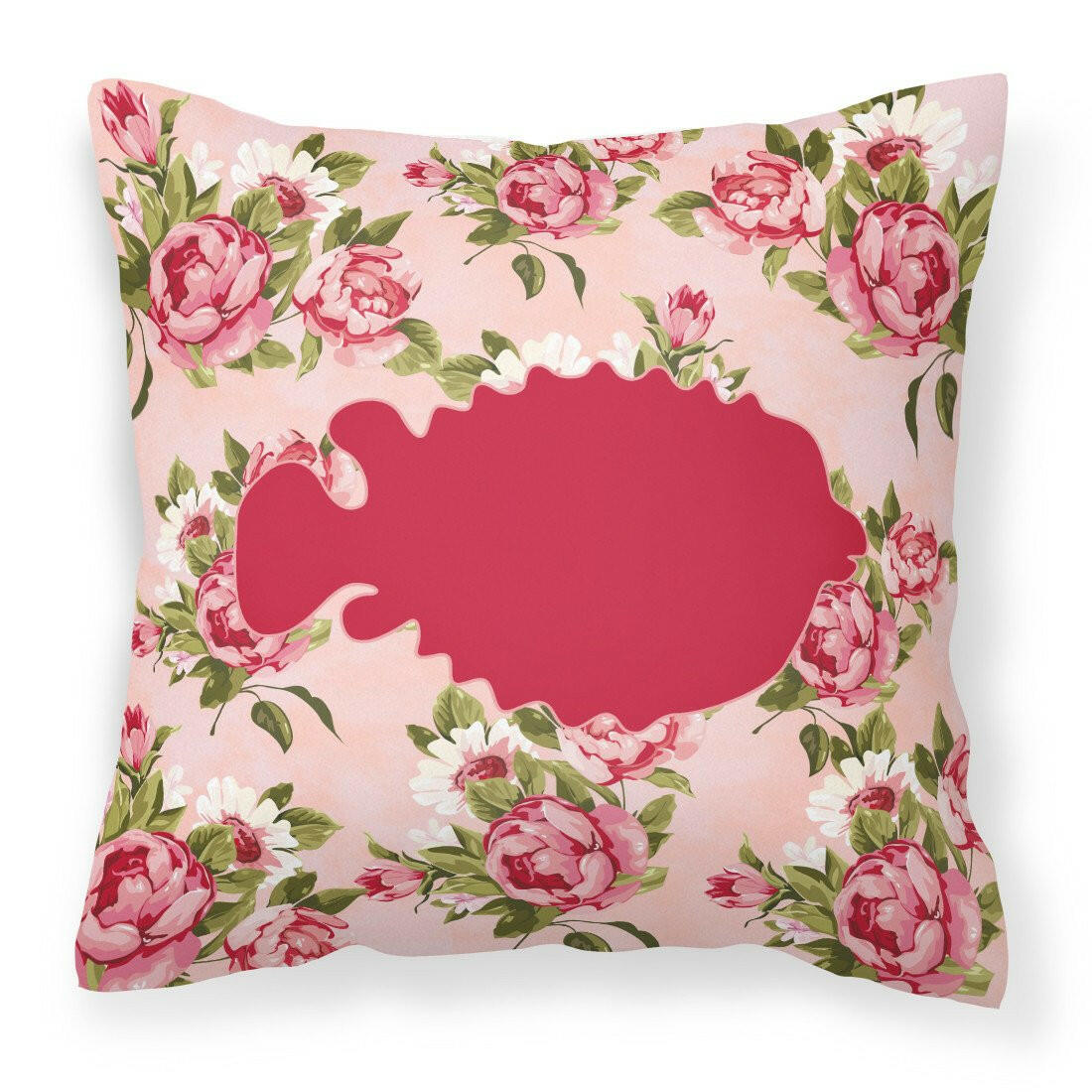 Fish - Blowfish Shabby Chic Pink Roses  Fabric Decorative Pillow BB1016-RS-PK-PW1414 - the-store.com